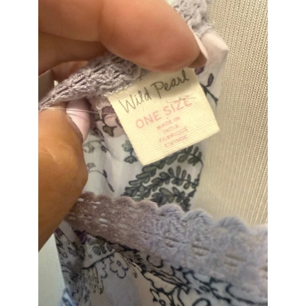 Wild Pearl Lavender Paisley Sheer Poncho Top Crochet Trim One Size NWT